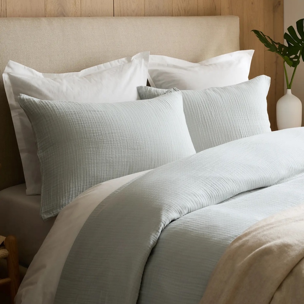 Quince Light Sage Green Cotton Duvet Cover Set